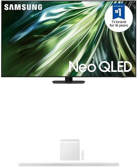 SAMSUNG 98-Inch Class QLED 4K QN90D Series Neo Quantum HDR+ Smart TV w/Dolby Atmos, (QN98QN90D, 2024 Model) S801D 3.1.2ch Soundbar w/Wireless Dolby Atmos Audio, HW-S801D/ZA